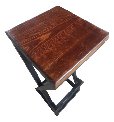 Banco Taburete De Acero Y Madera Para Barra Cafe Bar 70cm Negro Nogal Oscuro