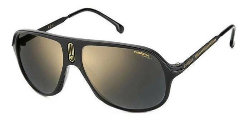 Gafas de sol Carrera Safari65 con marco de optyl color negro mate, lente gris/dorada de plástico espejada, varilla negra mate de optyl