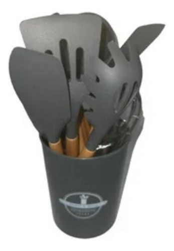 Set Utensilios Cocina Inicial Silicona Madera Plus Gourmet