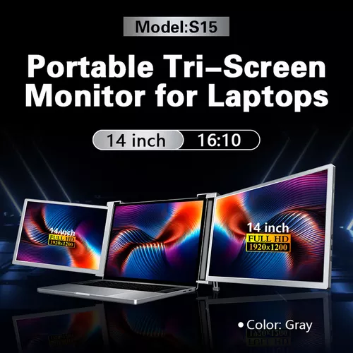 Monitor Portátil Triple Portátil De 14 Pulgadas De Doble Pan