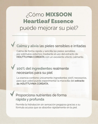 Mixsoon Heartleaf Essence - Serum Facial 30 Ml - Mini Talla