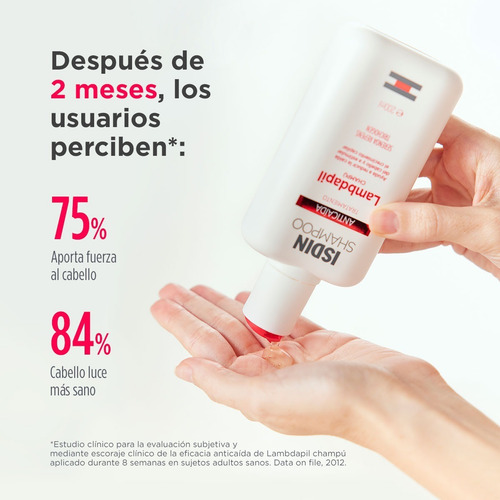 Imagen 4 de 7 de Shampoo Isdin Lambdapil Anticaída en botella de 200mL por 1 unidad