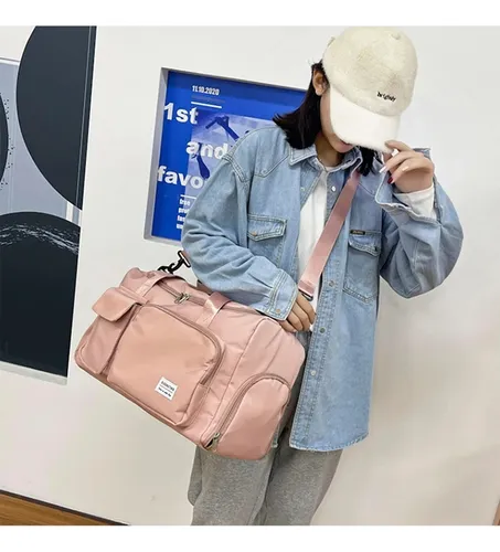 Bolso de mano y bandolera cruzada Travel Suitcase para mujer, color rosa