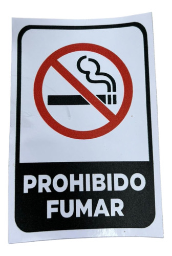Cartel Prohibido Fumar Adhesivo 10x15