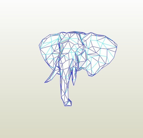 Figura Cabeza Elefante  Pared Diseño 3d Decoración