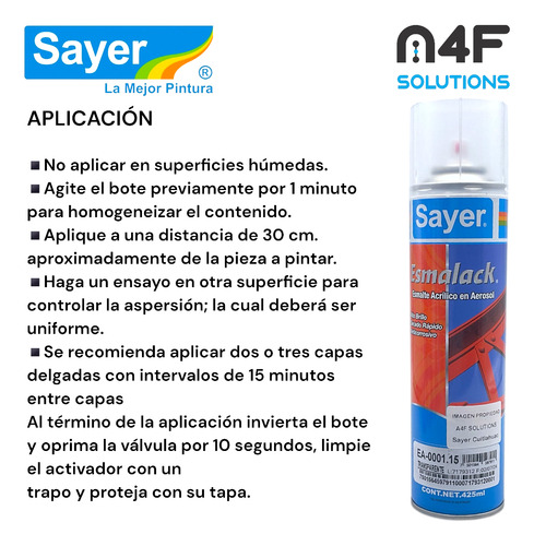 Esmalack Pintura Esmalte Acrílico 3 Pz De 425 Ml C/u.