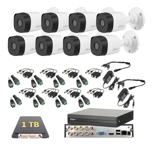 Kit Video Vigilancia 8 Cámaras 1080p Dahua Cctv 1 Tb Baluns