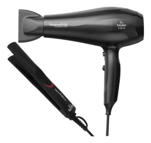 Kit Prancha E Secador De Cabelo Eleganza Plus 220v Preto