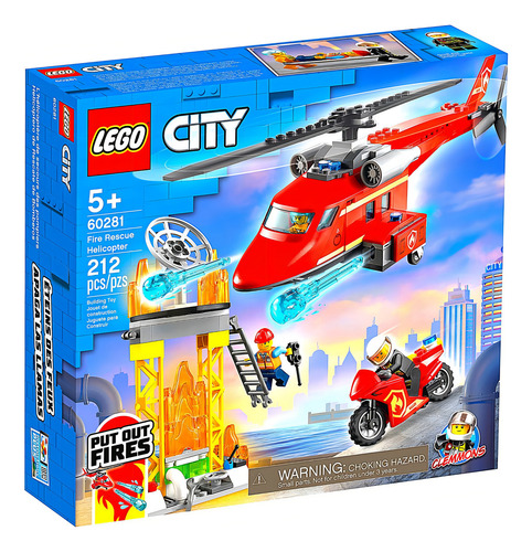 Lego City Helicóptero De Resgate Dos Bombeiros 60281 Quantidade De Peças 212