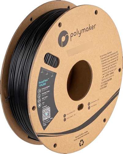 Filamento Tpu 95hf Flexible Negro Ø1,75mm 1,0kg Polymaker