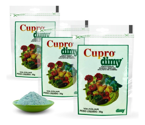 Kit 3 Dimy Cupro Sulfato De Cobre Combate Bactérias Rende 6l