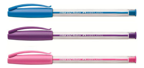Caneta Esferográfica Faber-castell 3 Cores Sortidas Trilux