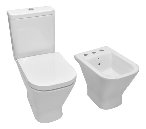 Combo Inodoro Largo Deposito Bidet Gap Rimless Roca Premium 