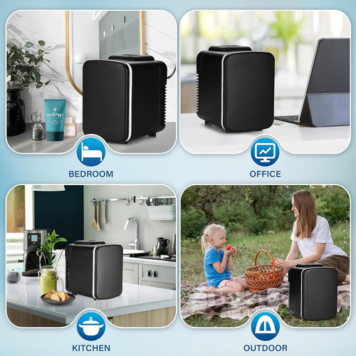 Mini Nevera, Refrigerador Portátil De 4 L/6 Latas Y Ca...