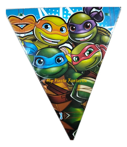Tortugas Mutantes Ninja Set 10 Banderines Para 4 Mts Decora