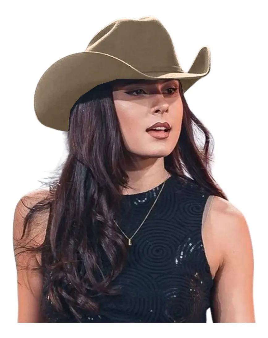 Chapéu Estilo Ana Castela Cowgirl Cowboy Boiadeira Sertanejo Cor Pinus Tamanho G