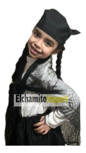 Imagen 3 de 6 de Puntilla Chal Traje Tipico Baile Chilote Niña