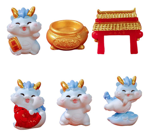 Mini Figura De Dragón Decorativa Para Chimenea, 6 Uds.