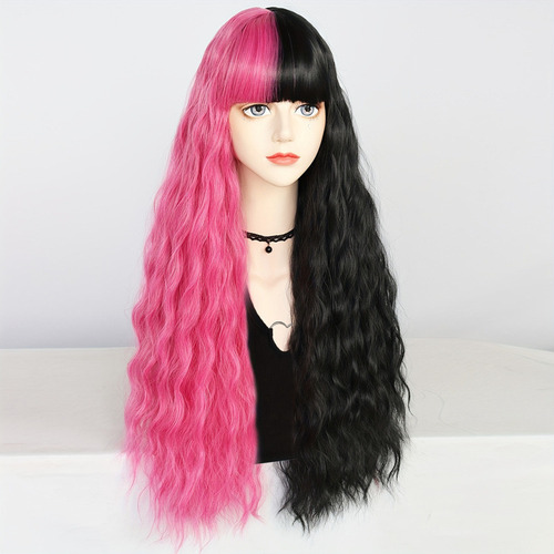 Fe Peluca Larga Mitad Negra Mitad Rosa Melanie Martinez