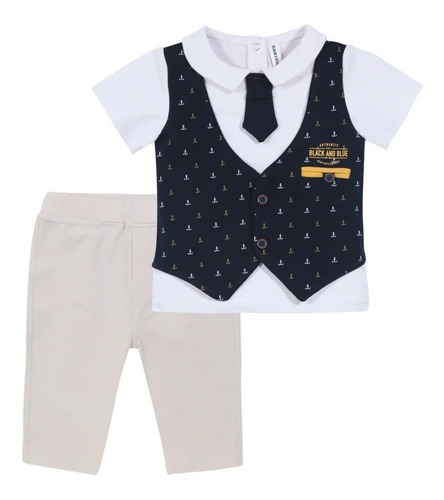 Conjunto Corbata Bebe Black And Blue Recien Nacido Formal