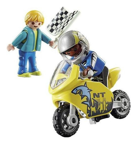 Juguete Playmobil Chicos Con Moto De Carreras 4-10 Años