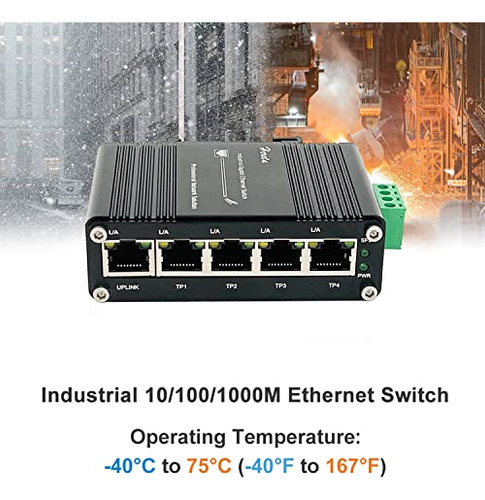 Switch Ethernet Industrial Gigabit Endurecido De 5 Puertos
