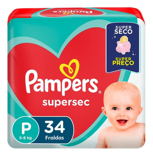 Fraldas Pampers Supersec P 34 Unidades