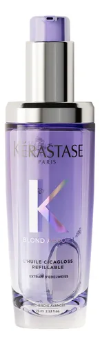 Frasco do óleo capilar Kérastase Blond Absolu Huile Cicagloss de 75ml em fundo branco