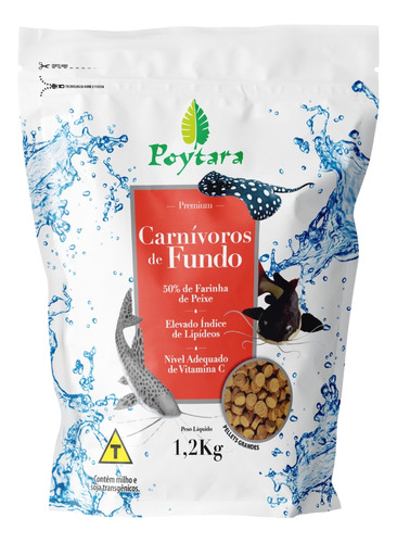 Ração Para Peixes Carnivoros De Fundo Grande 1,2kg Poytara 