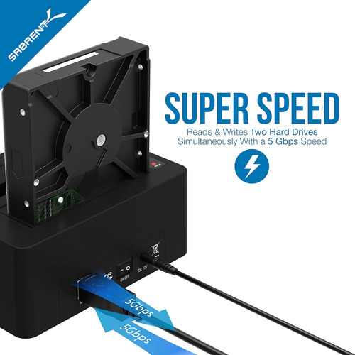 Base De Disco Duro Externa Sabrent Usb 3.0 A Sata Dual Bay..