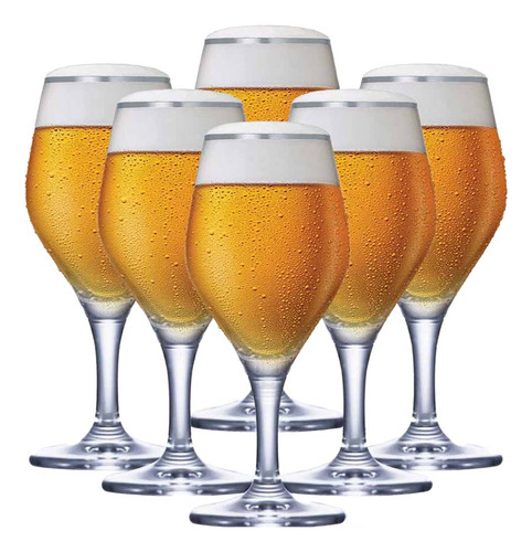 Jogo de Taça de Cristal C/ Filete de Platina 6 pcs 410ml, Ruvolo