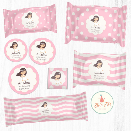 Kit Imprimible Comunión Confirmación Angel, Personalizado
