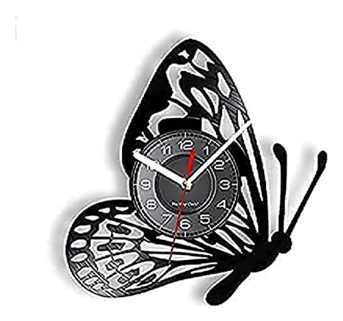 Reloj De Pared Sin Tictac Diseño Vinilo Mariposa Decoración