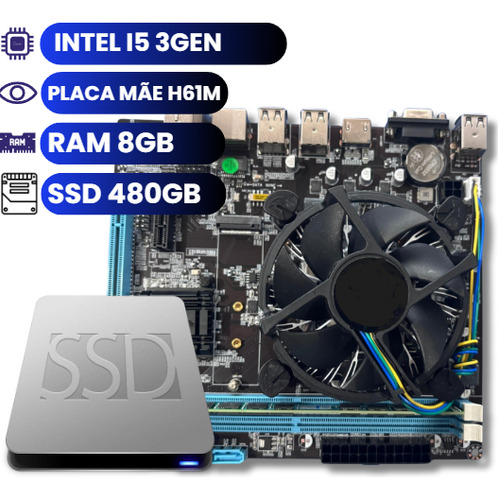 Kit Upgrade I5 3° - H61m - 8gb Ddr3 - Ssd 480gb