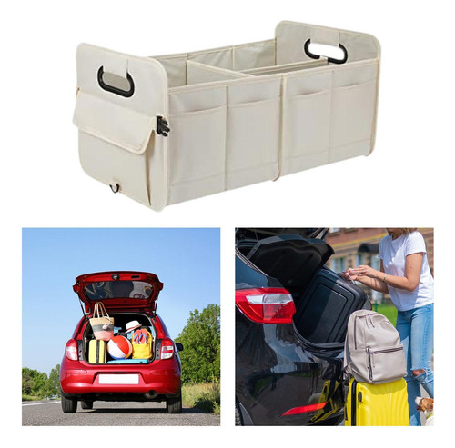 Caja De Almacenamiento Plegable, Organizador De Coche, Beige