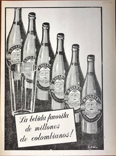 Cerveza Bavaria Antiguo Aviso Publicitario De 1945