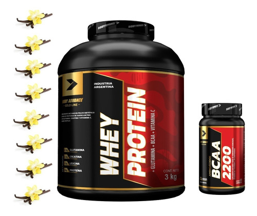 Whey Protein 3 Kg  ( Proteína Pura ) + Bcaa 120 Comprimidos. Body Advance