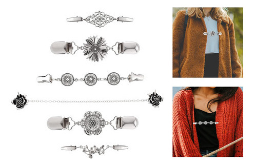 6 Elegantes Clips For Suéteres, Camisas, Broches Y Vestidos