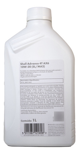 Kit 3 Oleo Shell 4t Moto 10w30 Advance Semissintético