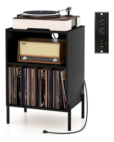 Mueble Giradiscos Con Almacenamiento Para Vinilos