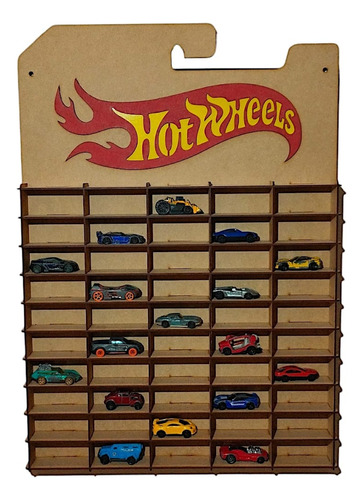 Exhibidor Repisa Con Logo Pintado Para Hot Wheels 50 Pzs 