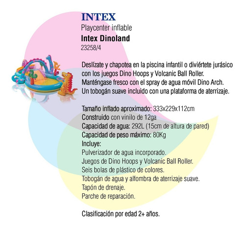 Imagen 2 de 8 de Play Center Juego Inflable Dinoland Intex 333x229x112cm