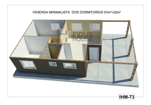 Imagen 3 de 10 de Vivienda Pre Fabricada Ihm-73 Estilo Minimalista C/cochera