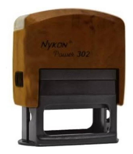 Carimbo Personalizado Nykon 14x38mm Tinta Preta Tinta Preto Exterior Amadeirado