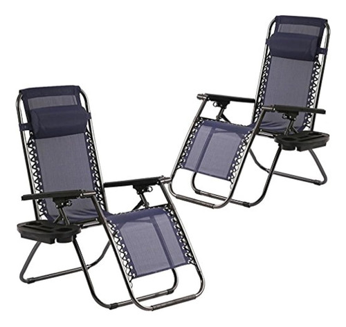 Juego De 2 Sillas Zero Gravity Con Almohada Y Patio Sillas P