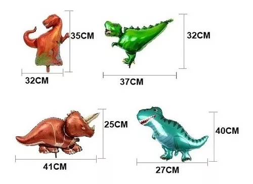 Set Deco Globos Dinosaurios Gigantes Cortina Numero 80 Cm