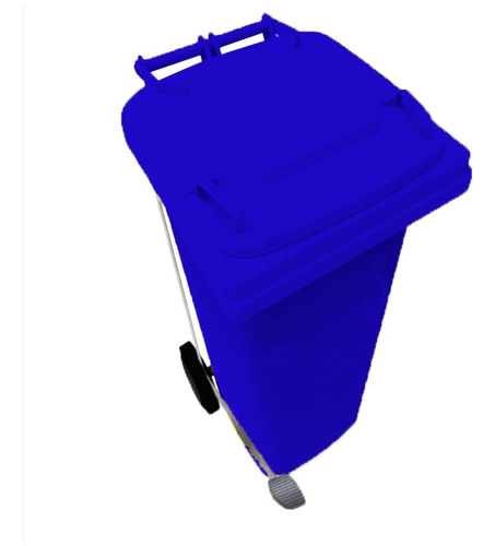 Bote Basura Plástico Grande Azul Pedal Rueda Tapa 120 Lt