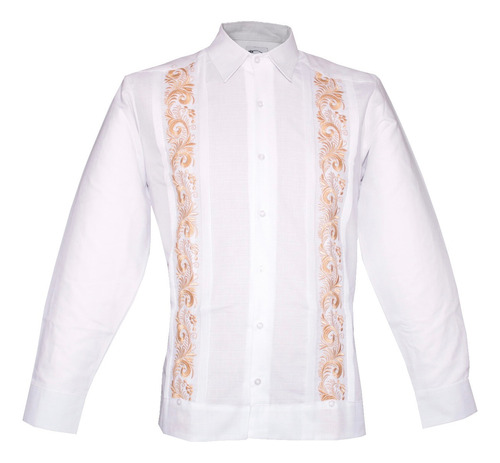 Guayabera Yucateca Blanca Lino Real Model Branch Manga Larga