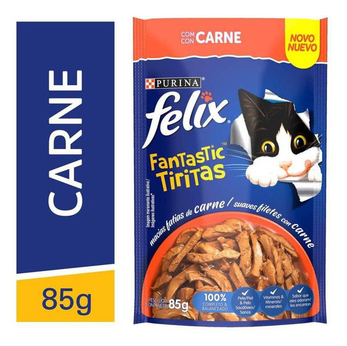 Imagem 1 de 1 de Fantastic Tiritas De Carne Felix Purina 85g