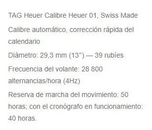 Tag Heuer Reloj Carrera Calibre Heuer 01 Car2a1j.fc6416